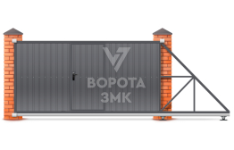 Раздвижные ворота для дачи на роликах 3500×2000 откатные ЗМК-7183