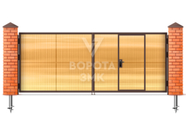 Ворота распашные с калиткой Дорхан 1750×2000 ЗМК-4694
